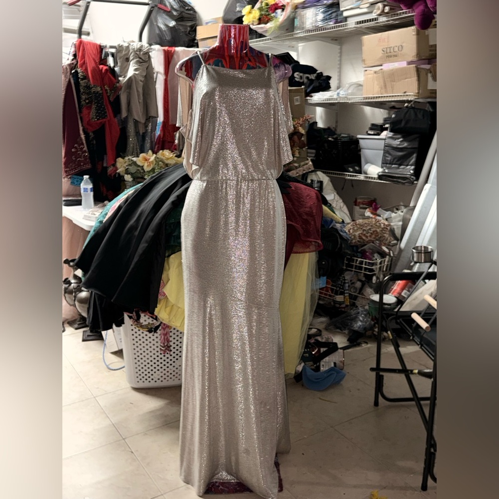 Polo by Ralph Lauren Metallic Silver Maxi Dress